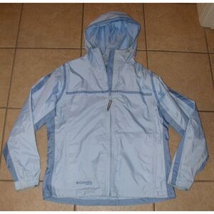 COLUMBIA Blue Sz Large Full Zip Hooded Storm Dry Waterproof Lightweight Jacket